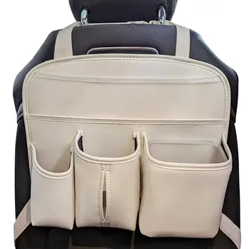 Сумка для хранения на заднем сиденье 2 В 1 Кожаный Органайзер для сидений из ткани Оксфорд, Войлочная спинка автомобиля, сумка для хранения с несколькими карманами и держателем планшета для инструментов
