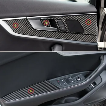 Настоящий Карбоновый Автомобильный Стайлинг Дверная Ручка Панель Подлокотника Накладка Крышки Дверной Чаши Для Audi A4 B9 A4L 2017 2018
