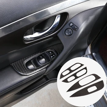 4шт Внутренняя отделка панели переключателя окна из углеродного волокна ABS для Nissan X-Trail 2014-2018 Декоративные наклейки