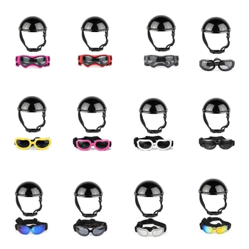 Солнцезащитные очки 67JE для щенков + комплект шлемов, собачий шлем с отверстием для ушей, классный шлем для велосипеда, защитные очки для собак на свежем воздухе