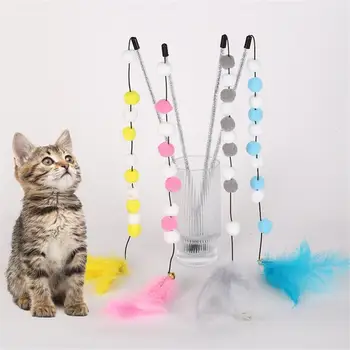 Забавная кошачья палочка, игрушка для кошек, игровая палочка, Плюшевый мяч, Интерактивная головка с заменой перьев, игрушки для кошек, зоотовары, аксессуары для кошек