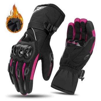 Зимние Теплые мотоциклетные перчатки, Водонепроницаемые Ветрозащитные Мотоциклетные перчатки для мотокросса, защита из углеродного волокна, Сенсорное мото снаряжение, Мужчины, женщины