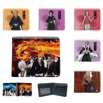 Новый мужской кошелек BLEACH с аниме Kurosaki Ichigo Campus PU, Двойной Кошелек для карт, Кошельки для монет Kuchiki Rukia, Водонепроницаемый Держатель для кредитных карт