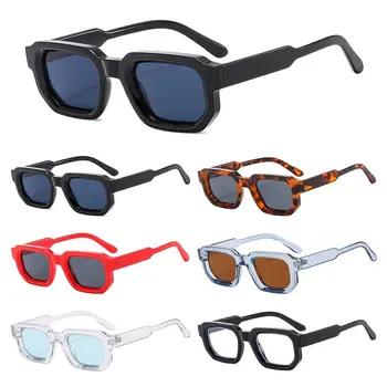Солнцезащитные очки в небольшой квадратной оправе, винтажные солнцезащитные очки с защитой от UV400 в стиле панк, очки для женщин и мужчин