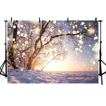 Зимние снежные фоны Mehofond Золотое солнце Снежинка Большое дерево Детские фоны для портретной фотосъемки для фотостудии