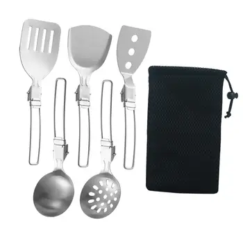 набор походных кухонных принадлежностей 6x, компактный металлический набор посуды для пикника, барбекю, путешествия