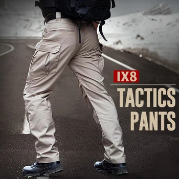 Рабочие тактические брюки IX8 с несколькими карманами, мужские водонепроницаемые спортивные штаны для пеших прогулок, брюки для скалолазания, боевые тренировочные военные брюки-карго