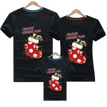 Одежда для отца, матери, сына, дочери, одинаковые комплекты для семьи, Хлопковая рождественская футболка с мультяшным принтом для девочек, мальчиков, мамы, папы