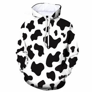 Модный женский пуловер с капюшоном и 3D-печатью с принтом коровы, спортивный свитер с капюшоном с креативным принтом сельскохозяйственных животных