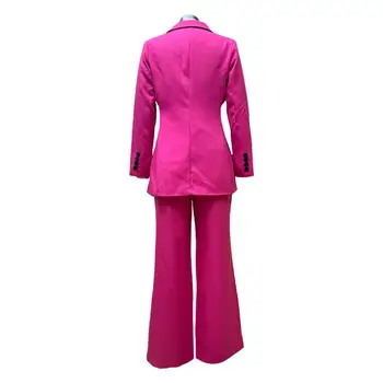 Женский деловой костюм Элегантный женский деловой костюм в комплекте с пальто с длинным рукавом и широкими брюками для поездок на работу в офис или официальных мероприятий