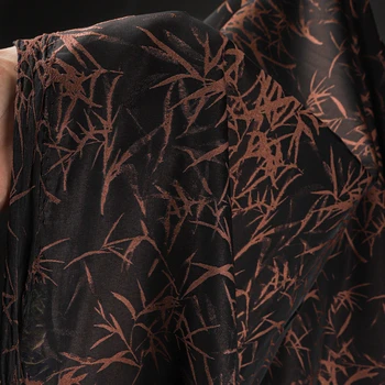 Жаккардовая ткань, черно-коричневый бамбук, рельефная текстура, Одежда Оптом, ткань для самостоятельного шитья, метры полиэстера, спандекс