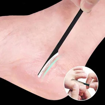 Портативный скребок для ног из нержавеющей стали 1ШТ для удаления омертвевшей кожи и кутикулы, Педикюрный нож для маникюра, Отшелушивающий Уход За ногами, Педикюрные инструменты