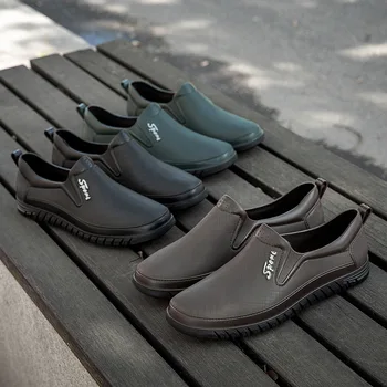 Всесезонная мужская водонепроницаемая обувь с низким берцем, модные непромокаемые ботинки для взрослых, нескользящая и износостойкая рабочая обувь для уличной кухни