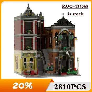 MOC-Downtown Magic Shop-Альтернативный дизайн набора 10312 MOC-134365 Строительный блок Игрушка 2810 Штук В сборе DIY Игрушка Подарок на День рождения