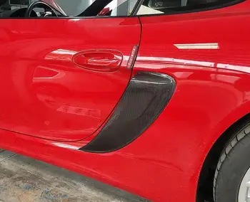 Накладка на вентиляционное отверстие боковой двери из настоящего углеродного волокна, значок на крыло, Ветрозащитная рама для Porsche 718 Boxster Cayman 2016-2021 гг.