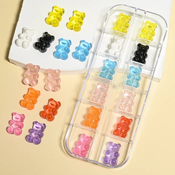 12 сеток Kawaii Jelly Gummy Bear Nail Art Charms Sweet Clear Mixed Candy 3D Bear Nail Art Decoration Charms Аксессуары для поделок