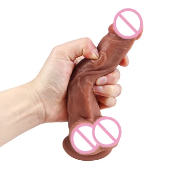 Секс-игрушки из мягкого жидкого силикона, реалистичный фаллоимитатор, ощущаемый кожей, Огромный пенис с присоской для женской мастурбации