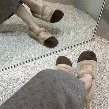Женская обувь; сезон осень-зима; теплая повседневная обувь с защитой от меха; Повседневная женская обувь с круглым носком и хлопковой подкладкой; Mary Jones Mujer