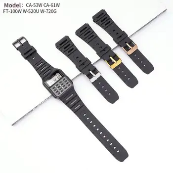 18 мм 20 мм Резиновый Ремешок Для Casio G-Shock CA-53W Calculator Ремешок Для Часов CA-61W Силиконовый Прочный Ремень Браслет Аксессуары Для Часов