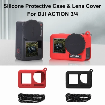 Для DJI Action 4 Силиконовый защитный чехол, устойчивый к царапинам, крышка объектива камеры, защитный шнурок, аксессуары для DJI ACTION 3