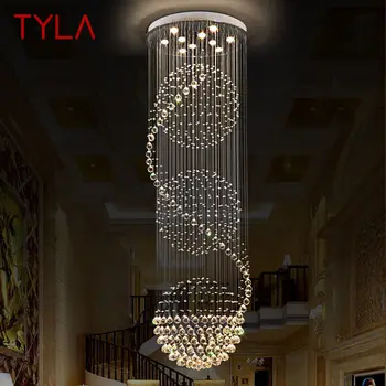 Современный хрустальный подвесной светильник TYLA, креативная роскошная Люстра для дома, гостиной, Двухуровневой виллы, декора лестницы.