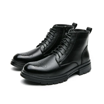 XiAnZen/ винтажные мужские ботинки из брока, повседневные мужские ботинки из натуральной кожи, модные мужские ботинки, противоскользящие ботинки, мужские zapatos