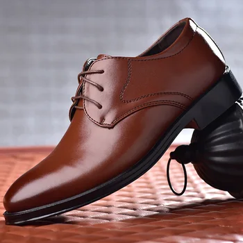 Итальянская модельная мужская обувь, Мужская кожаная деловая универсальная повседневная амортизирующая обувь, Износостойкая Мужская свадебная вечеринка, Официальное оформление