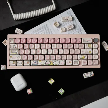 142 Клавиши розовая свинья МОА вишневый профиль Симпатичная Сублимация Красителя Для механической клавиатуры Колпачки для клавиш Колпачки для клавиатуры