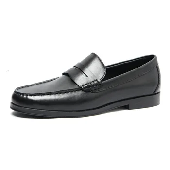 Новые туфли на плоской подошве из натуральной кожи, Удобные мужские лоферы из натуральной кожи без застежки, мужская обувь британской моды, обувь для отдыха A109
