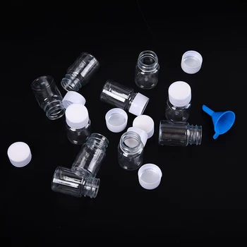 10ШТ пластиковых ПЭТ прозрачных пустых бутылок с уплотнением Твердый порошок Флакон для лекарственных таблеток Контейнер для упаковки реагентов Бутылки многоразового использования