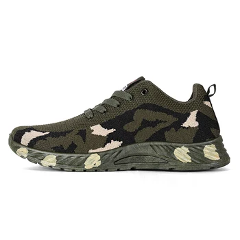 Военная зеленая камуфляжная обувь, мужские кроссовки для бега, теннисные туфли для ходьбы на шнуровке, поддерживающие спортивные дорожные кроссовки для бега