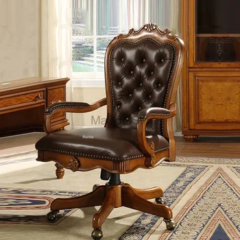 Офисные кресла из американской кожи, Современная офисная мебель, кресло с мягкой подушкой и спинкой, Поворотное кресло с домашним подъемником, Ретро-кресло Boss