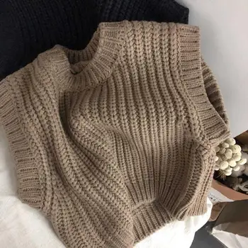 Детский свитер-жилетка, зимний теплый свитер-жилетка для малышей, уютный детский пуловер, однотонный пуловер с круглым вырезом, дизайнерский жилет-пуловер