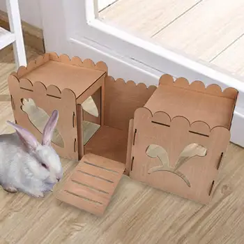 Деревянный кроличий замок-убежище для морской свинки и клетка для кролика - Аксессуары для хомячьего домика