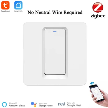 Tuya Smart Zigbee EU Switch WiFi Настенный Выключатель света 1/2/3 Банды Приложение Беспроводное Управление Не Требуется Нейтральный Провод Кнопочный Переключатель