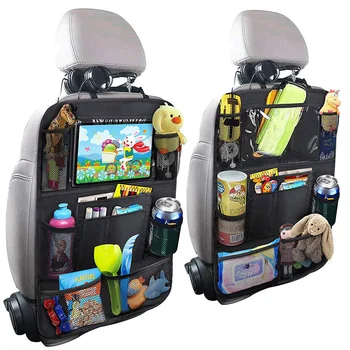 Защитный органайзер для заднего сиденья автомобиля из 2 предметов, сумка для хранения, автомобильный органайзер с несколькими карманами, карман для телефона с сенсорным экраном, держатель для планшета