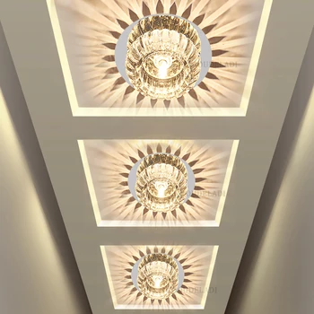 Современные потолочные светильники со светодиодным хрусталем, устанавливаемые заподлицо, освещение прохода, коридора, спальни, креативной гостиной, простых балконных светильников