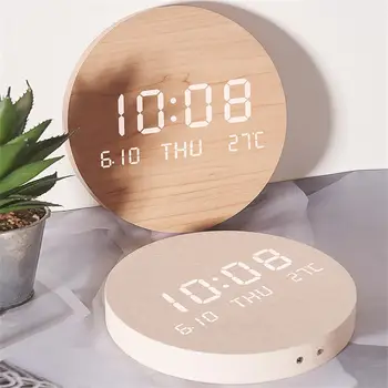 Светодиодные цифровые настенные часы с отключением отображения температуры, даты и времени Креативные часы для гостиной, спальни, подвесных часов в скандинавском стиле