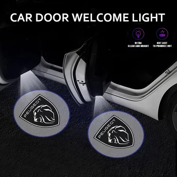 Свет Двери Автомобиля Приветственная Лампа Беспроводной Лазерный Проектор Автоаксессуары Для Peugeot 206 207 208 3008 308 307 406 407 Автомобильные наклейки