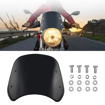 Лобовое стекло мотоцикла, ветрозащитный экран, ветровое стекло для круглой фары от 5 до 7 дюймов, черный аксессуар, стильный внешний вид
