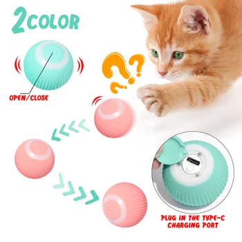 Электрические игрушки для кошек с мячом, автоматически катящиеся умные игрушки для кошек, интерактивные для дрессировки кошек, самодвижущиеся игрушки для котенка для игр в помещении