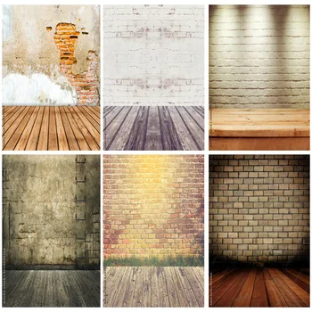 Виниловые изготовленные на заказ винтажные кирпичные стены, Деревянный пол, фоны для фотосъемки, студийный реквизит HK-01