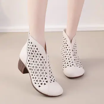 Женская обувь в продаже 2023, Новые модные женские ботинки в стиле ретро, Летние повседневные женские босоножки на танкетке с застежкой-молнией сзади, Chaussure Femme