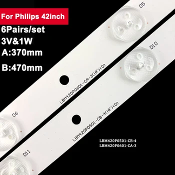 A: 380 мм B: 435 мм Светодиодные Полосы Подсветки для Philips 42 дюйма LBM420P0501-CB 42PFL3508G/78 Запасных Частей для ремонта телевизоров по 6 пар/комплект