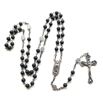 Длинное ожерелье из четок с распятием Иисуса Христа для креста, Подвеска для католической молитвы, подарок для вечеринки