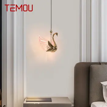 Подвесные светильники TEMOU Nordic Swan Светильники Современная креативная светодиодная люстра для домашнего декора гостиной Столовой