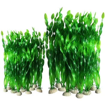 20 штук искусственных декоративных пластиковых аквариумных рыбок для украшения аквариума Пластиковые растения (20 штук зеленого цвета)
