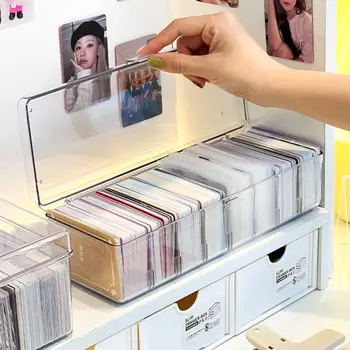 Прозрачный Футляр для альбомов Idol Kpop Акриловый Ящик для хранения карточек Ящик для хранения фотографий большой емкости Съемная перегородка для домашнего хранения