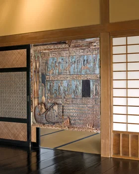 Резная фреска в стиле Ретро, старинная дверная занавеска, перегородка в японском стиле, занавески для кухни, спальни, Декоративная подвесная занавеска наполовину