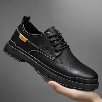 обувь из натуральной кожи Мужские повседневные кроссовки на шнуровке Уличная мужская обувь ручной работы Кожаная модная повседневная настенная обувь мужская обувь